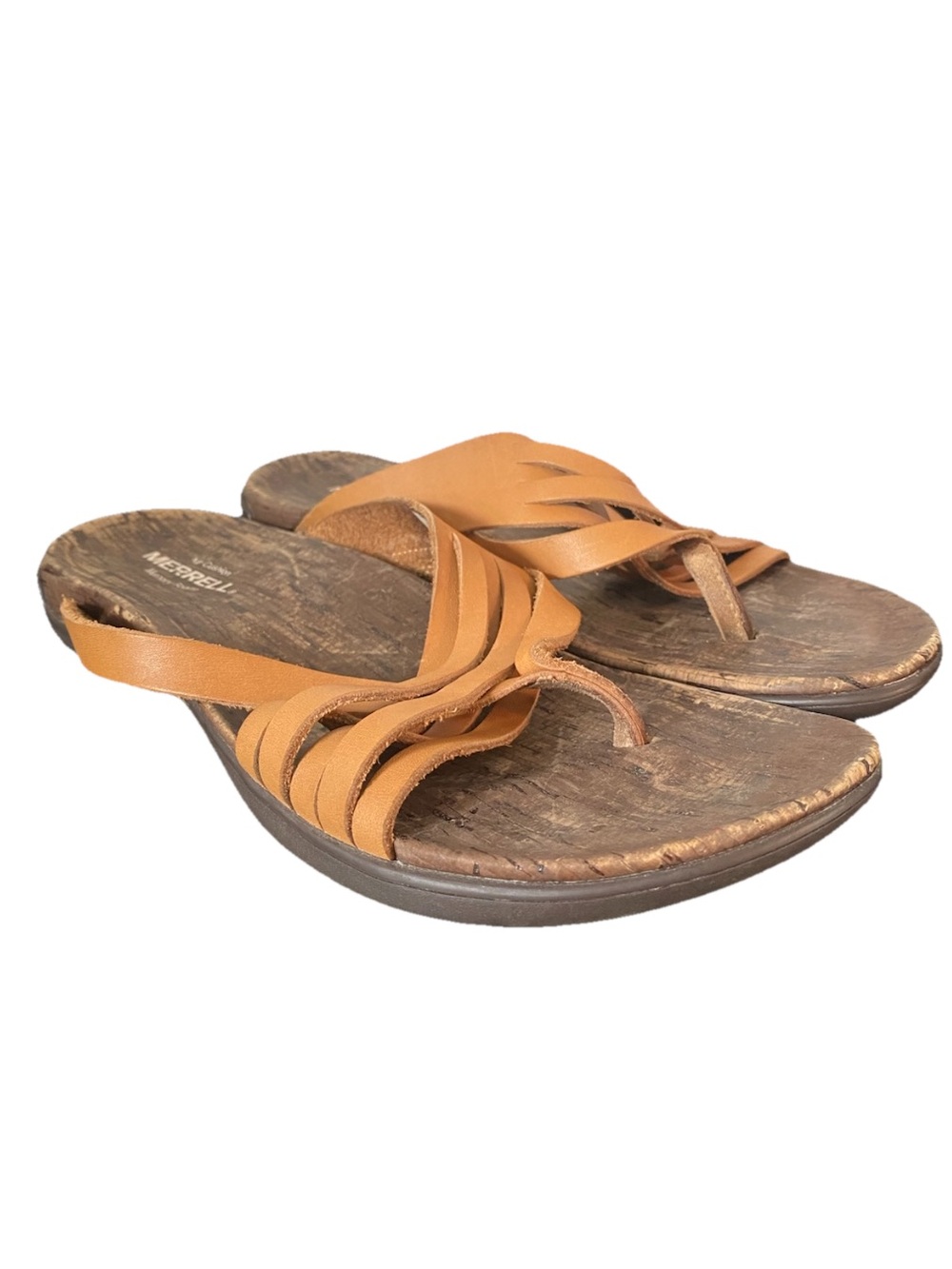 Merrell Tan Leather Multi-Strap Thong Sandals Women’s Size 8 - Picture 4 of 6